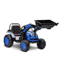 Aosom Kids Tractor 6V Battery Powered Digger Ride On Excavator Music Headlight Moving Forward Backward Blue(m-11)
