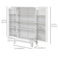 HOMCOM 44" Storage Cabinet, 2-Door Kitchen Pantry Cabinet with 4-tier Shelving, 8 Spice Racks and Adjustable Shelves(m-3)