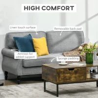 HOMCOM Stylish Midback Double Sofa with Sponge Padding, 2 Seater Sofa Couch, with Rubber Wood Leg, Grey(m-5)