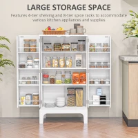 HOMCOM 44" Storage Cabinet, 2-Door Kitchen Pantry Cabinet with 4-tier Shelving, 8 Spice Racks and Adjustable Shelves(m-4)