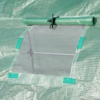 Outsunny 19.7' x 9.8' x 6.6' Plastic Greenhouse Cover Replacement, Heavy Duty Waterproof Tarp for Hoop House, Sheeting with 12 Windows, Door & Reinforcement Grid, Green(m-7)