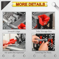 Qaba Kids Workbench and Construction Toy, Toddler Tools Workshop, STEM Educational Pretend Play, w/ Shelf Storage Box, Electric Drill, Aged 3-6 Years Old(m-7)