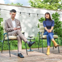 Outsunny 2-Piece Back Seat Cushion Replacement, Outdoor Patio Chair Cushions Set with Ties, Button Tufted, Beige(m-6)