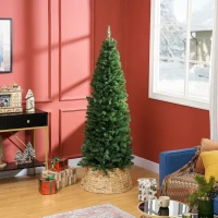 HOMCOM 6FT Pencil Christmas Tree, Artificial Christmas Tree with Automatic Open for Home Party, Green(m-1)