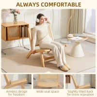 HOMCOM Rattan Accent Chair, Mid-Century Leisure Chair with Rubber Wood Frame, for Bedroom Living Room, Natural(m-6)