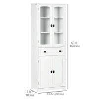 HOMCOM 63" 4-Door Kitchen Pantry Cabinet, Freestanding Storage Cabinet Cupboard with Adjustable Shelves, White(m-3)
