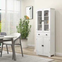 HOMCOM 63" 4-Door Kitchen Pantry Cabinet, Freestanding Storage Cabinet Cupboard with Adjustable Shelves, White(m-1)