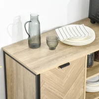 HOMCOM Sideboard Buffet Storage Cabinet Cupboard with 2 Doors and Adjustable Shelves for Dining Room, Kitchen, Living Room, Oak Tone(m-10)