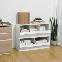 HOMCOM Small Bookcase, 3 Cube Storage Organizer, Multipurpose Display Cabinet with 3 Compartments, White(m-7)