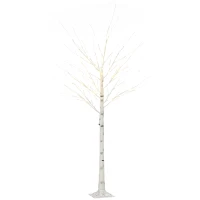 HOMCOM 6 ft Artificial Birch Tree Light with Pre-Lit LED Light for Home Party, Indoor and Covered Outdoor Use(m-11)