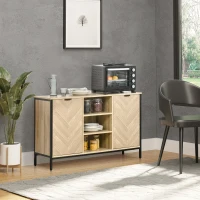 HOMCOM Sideboard Buffet Storage Cabinet Cupboard with 2 Doors and Adjustable Shelves for Dining Room, Kitchen, Living Room, Oak Tone(m-1)