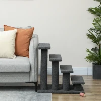 PawHut 23.5" 4 Tier Pet Stairs Dog Cat Step Scratch Post Furniture, Dark Grey(m-7)