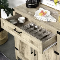 HOMCOM Modern Farmhouse Sideboard with Storage, Buffet Cabinet with 2 Barn Doors and Drawer for Dining Room, Oak(m-8)