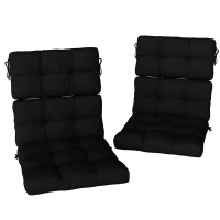 Outsunny 2-Piece Back Seat Cushion Replacement, Outdoor Patio Chair Cushions Set with Ties, Button Tufted, Black(m-11)