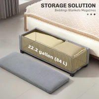 HOMCOM 44 Inches Ottoman with Storage, Lid, Legs, Corduroy End of Bed Bench for Living Room, Bedroom, Entryway, Light Grey(m-6)