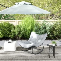 Outsunny Oversized Rattan Patio Egg Chair, Outdoor Rocking Chair with Padded Cushion for Indoor, Porch, Dark Grey(m-8)
