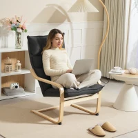 HOMCOM Modern Armchair, Upholstered Accent Chair with Curved Leg and Arm, Leisure Lounge Chair for Living Room, Dark Grey(m-9)