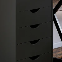 HOMCOM 5 Drawer Home Office Storage Cabinet, Mobile Printer Stand with Nordic Minimalist Modern Style & Wheels, Black(m-8)