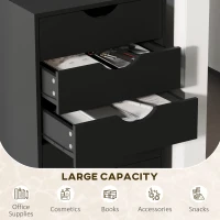 HOMCOM 5 Drawer Home Office Storage Cabinet, Mobile Printer Stand with Nordic Minimalist Modern Style & Wheels, Black(m-4)