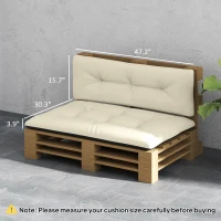 Outsunny 2 Seater Pallet Cushions Outdoor 3.9" Thick Replacement Cushions - Tufted Design for Garden, Patio, Cream White(m-3)