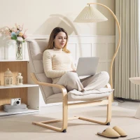 HOMCOM Modern Armchair, Upholstered Accent Chair with Curved Leg and Arm, Leisure Lounge Chair for Living Room, Cream White(m-9)