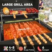 Outsunny 20" Charcoal BBQ Grill Barbecue on Wheels with Adjustable Charcoal Pan, Spacious Cooking Area, 3 Shelves, Thermometer(m-4)
