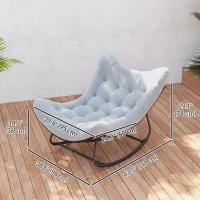 Outsunny Oversized Rattan Patio Egg Chair, Outdoor Rocking Chair with Padded Cushion for Indoor, Porch, Dark Grey(m-3)