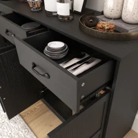HOMCOM Sideboard Buffet Cabinet with Storage, Modern Coffee Bar Cabinet with 3 Drawers and Adjustable Shelves, Distressed Black(m-10)