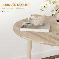 HOMCOM Folding Dining Table, Round Drop Leaf Kitchen Table for Small Spaces with Wood Legs, Oak(m-7)