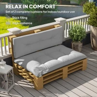 Outsunny 2 Seater Pallet Cushions Outdoor 3.9" Thick Replacement Cushions - Tufted Design for Garden, Patio, Light Gray(m-4)