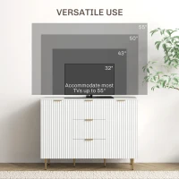 HOMCOM Modern Kitchen Storage Cabinet, Sideboard Buffet Cabinet w/ 3 Drawers and Adjustable Shelves for Kitchen Hallway, White(m-6)