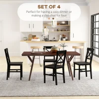 HOMCOM Wooden Dining Chairs Set of 4, Kitchen Chairs with Cross Back, Solid Structure for Living Room and Dining Room, Black(m-4)