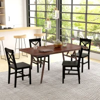 HOMCOM Wooden Dining Chairs Set of 4, Kitchen Chairs with Cross Back, Solid Structure for Living Room and Dining Room, Black(m-7)