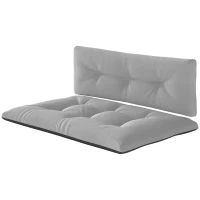 Outsunny 2 Seater Pallet Cushions Outdoor 3.9" Thick Replacement Cushions - Tufted Design for Garden, Patio, Light Gray(m-1)