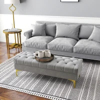 HOMCOM End of Bed Bench, Upholstered Bench, Entryway Shoe Bench with Button Tufted for Living Room, Bedroom, Grey(m-9)