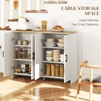 HOMCOM Modern Sideboard Buffet Cabinet, Modern Kitchen Storage Cabinet with 4 Doors Adjustable Shelves, for Dining Room, White(m-4)