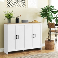 HOMCOM Modern Sideboard Buffet Cabinet, Modern Kitchen Storage Cabinet with 4 Doors Adjustable Shelves, for Dining Room, White