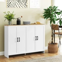 HOMCOM Modern Sideboard Buffet Cabinet, Modern Kitchen Storage Cabinet with 4 Doors Adjustable Shelves, for Dining Room, White(m-1)