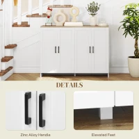 HOMCOM Modern Sideboard Buffet Cabinet, Modern Kitchen Storage Cabinet with 4 Doors Adjustable Shelves, for Dining Room, White(m-6)