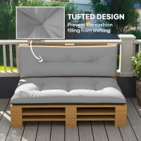 Outsunny 2 Seater Pallet Cushions Outdoor 3.9" Thick Replacement Cushions - Tufted Design for Garden, Patio, Light Gray(m-6)
