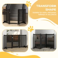 PawHut 3-Panel Foldable Dog Gate with Feet for Medium Dogs and Below, Black(m-5)