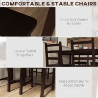 HOMCOM Dining Table Set for 4, 5 Piece Modern Kitchen Table and Chairs, Solid Wood Dining Room Set for Small Spaces, Breakfast Nook, Chestnut Brown(m-6)