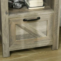 HOMCOM Farmhouse End Table, Side Table with Storage for Living Room, Gray Oak(m-9)