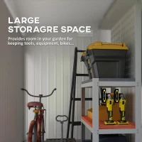 Outsunny 4' x 7.7' Lean to Garden Storage Shed, Outdoor Metal Tool House with Lockable Door Vents for Backyard Patio Lawn(m-4)