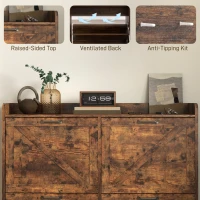 HOMCOM Narrow Shoe Storage Cabinet with 4 Flip Drawers, Adjustable Shelves, 16 Pair Farmhouse Shoe Cabinet, Rustic Brown(m-7)