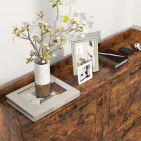 HOMCOM Narrow Shoe Storage Cabinet with 4 Flip Drawers, Adjustable Shelves, 16 Pair Farmhouse Shoe Cabinet, Rustic Brown(m-10)