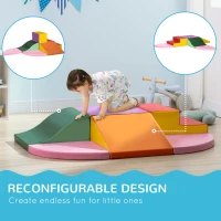 Qaba 6-Piece Soft Play for 12-36 Months Toddlers to Climb, Crawl, Slide, Red, Pink(m-4)