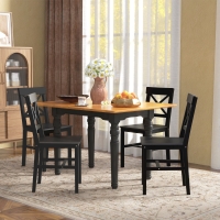 HOMCOM Wooden Dining Chairs Set of 4, Kitchen Chairs with Cross Back, Solid Structure for Living Room and Dining Room, Black