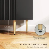 HOMCOM Modern Kitchen Storage Cabinet, Sideboard Buffet Cabinet w/ 3 Drawers and Adjustable Shelves for Kitchen Hallway, Black(m-7)