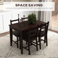 HOMCOM Dining Table Set for 4, 5 Piece Modern Kitchen Table and Chairs, Solid Wood Dining Room Set for Small Spaces, Breakfast Nook, Chestnut Brown(m-4)